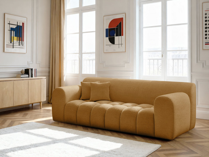 Canapé droit fixe 3 places MELISSE tissu texturé