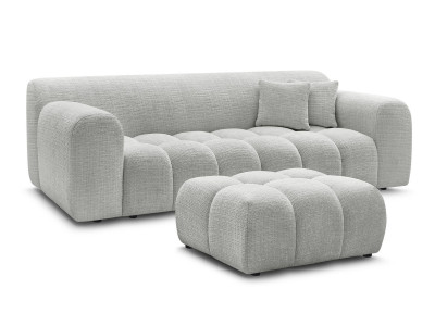 Canapé droit fixe 3 places MELISSE tissu texturé avec pouf