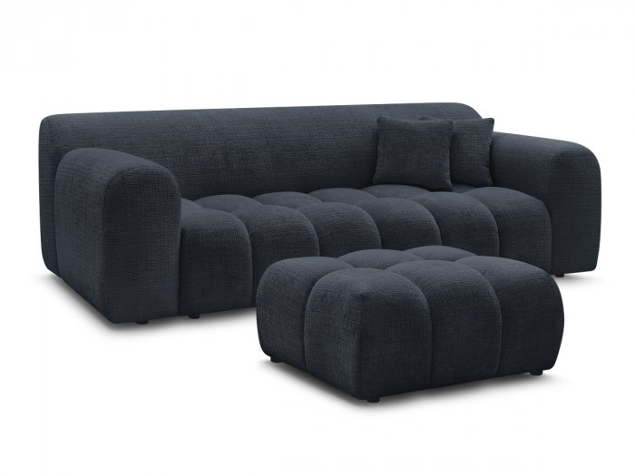 Canapé droit fixe 3 places MELISSE tissu texturé avec pouf