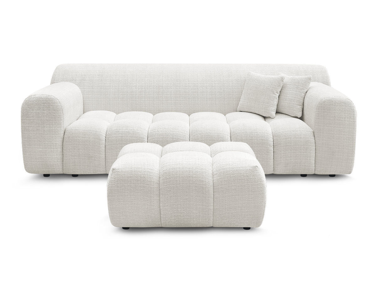 MELISSE 3-zits vaste rechte bank in structuurstof met voetenbank