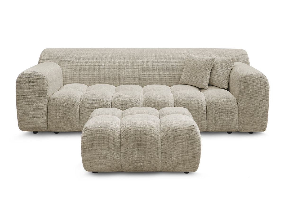 Canapé droit 3 places MELISSE texturé avec pouf beige — vue 4