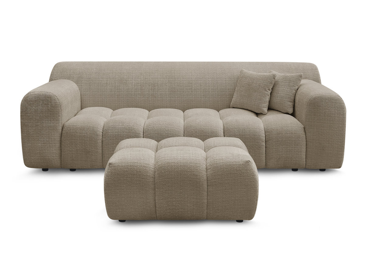 Canapé droit 3 places MELISSE texturé avec pouf taupe — vue 4