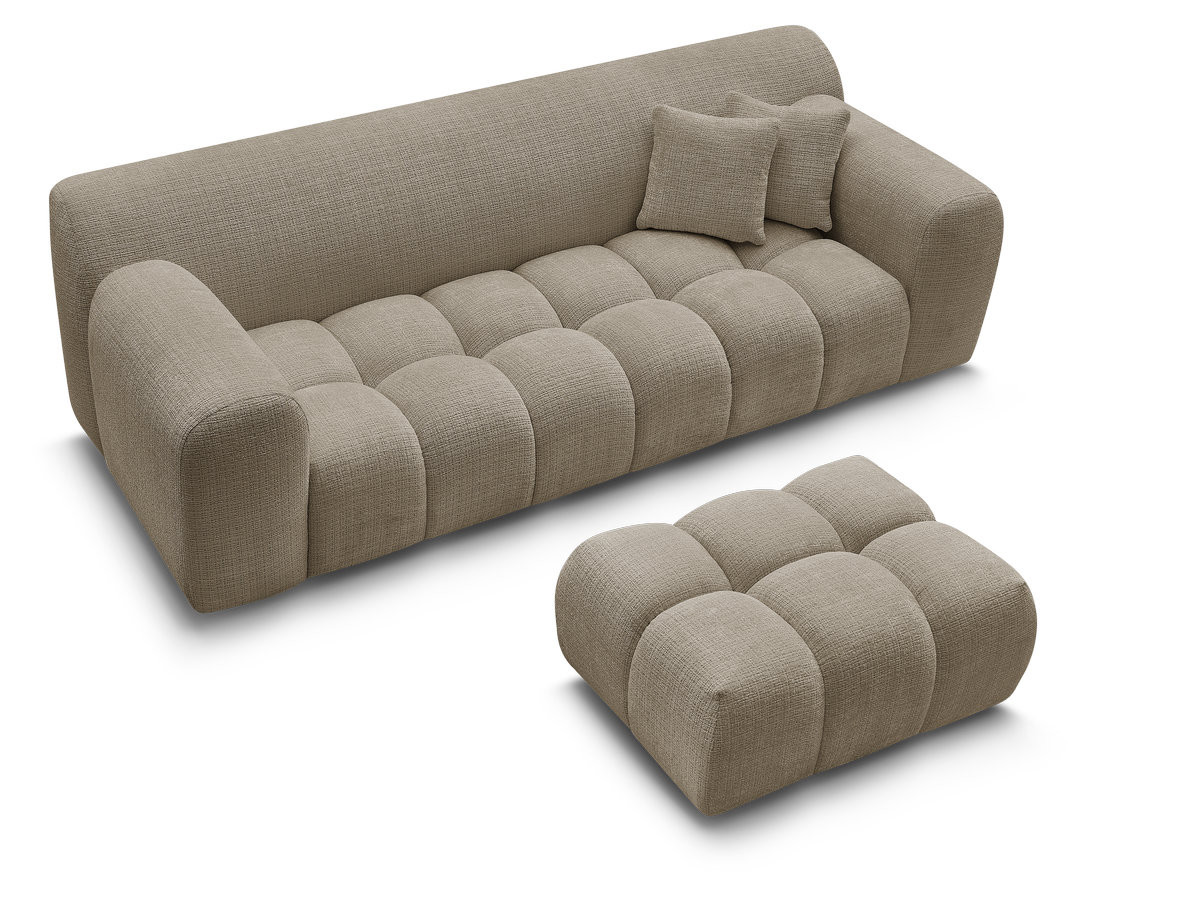 Canapé droit 3 places MELISSE texturé avec pouf taupe — vue 5