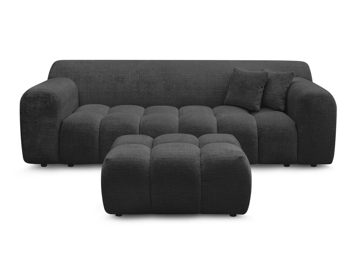 MELISSE 3-zits vaste rechte bank in structuurstof met voetenbank