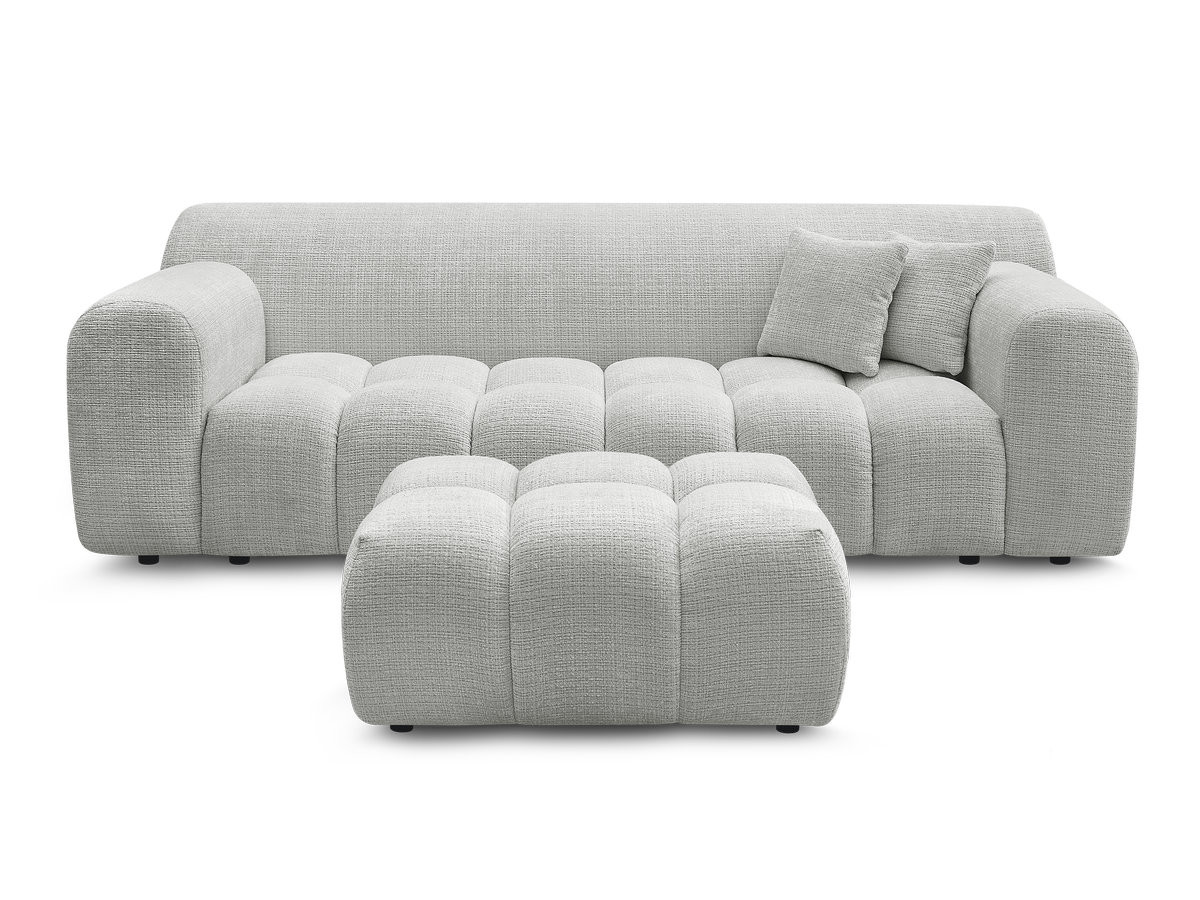Canapé droit 3 places MELISSE texturé avec pouf gris clair — vue 4
