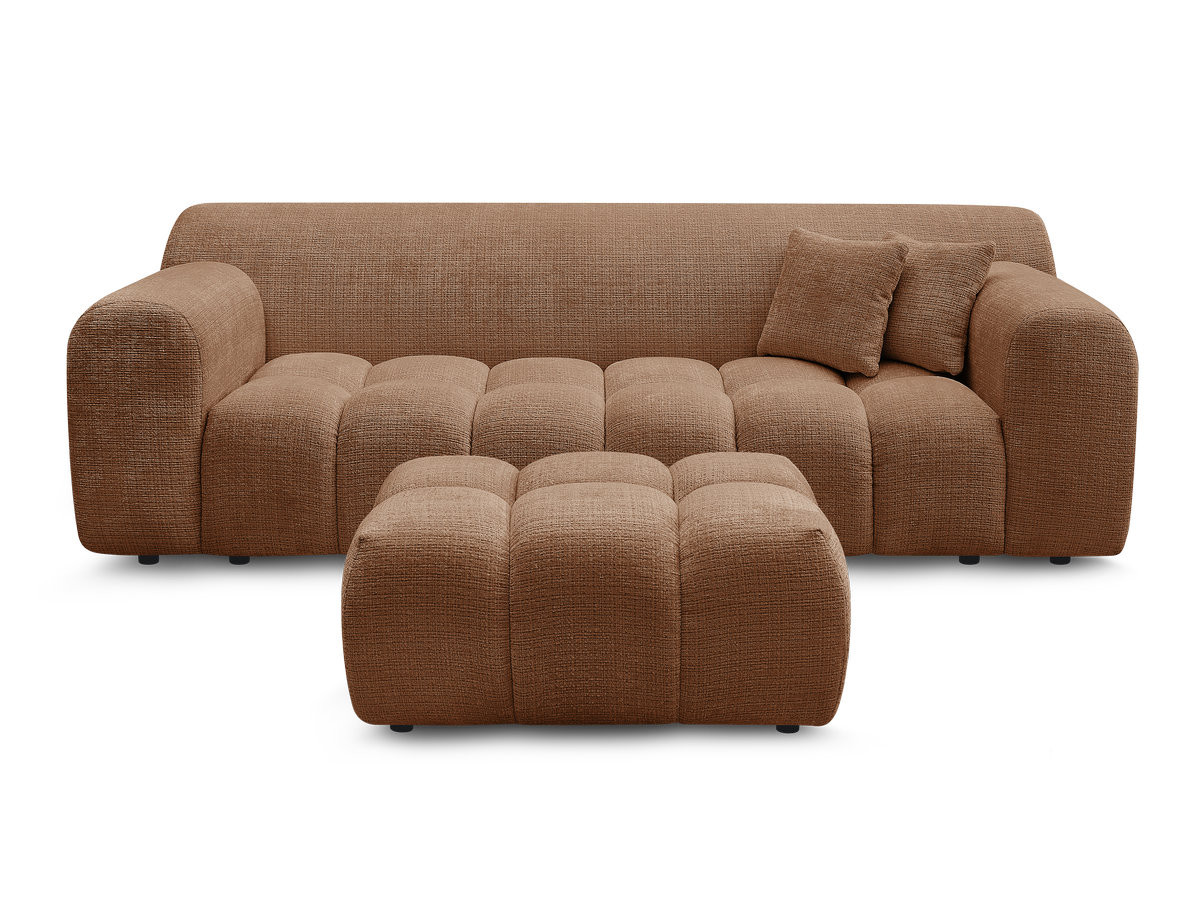 MELISSE 3-zits vaste rechte bank in structuurstof met voetenbank