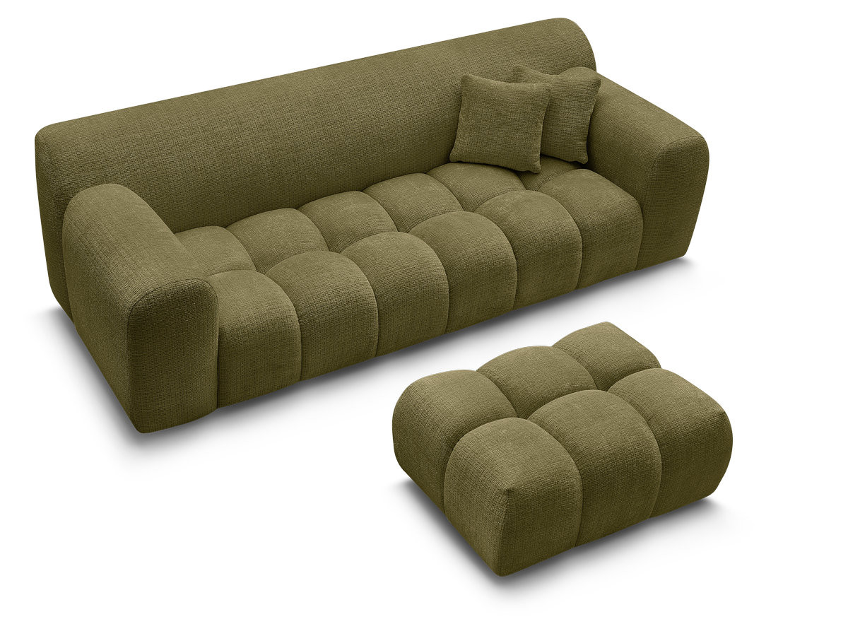 Canapé droit 3 places MELISSE texturé avec pouf vert — vue 5