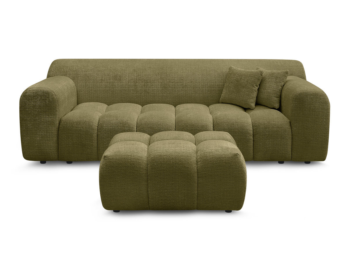 Canapé droit 3 places MELISSE texturé avec pouf vert — vue 4