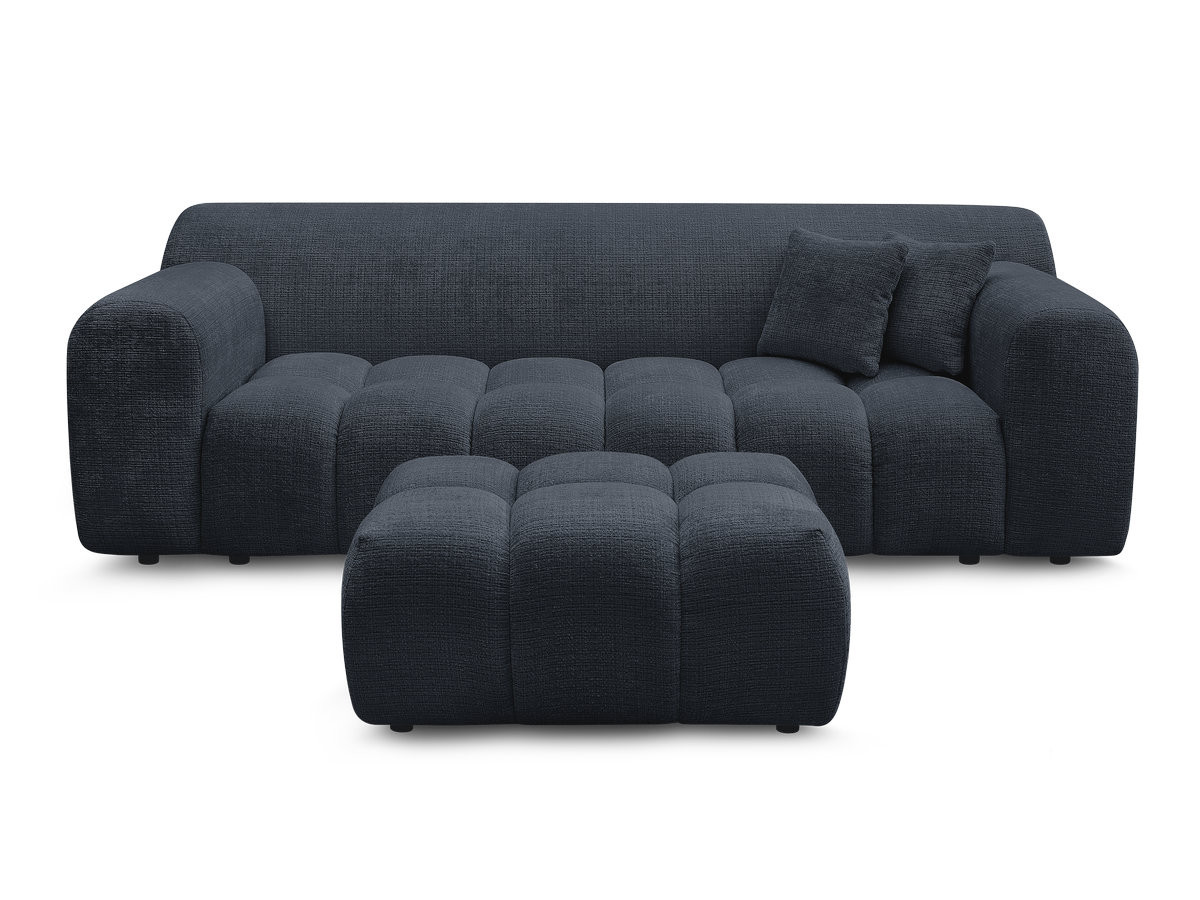Canapé droit 3 places MELISSE texturé avec pouf bleu — vue 4