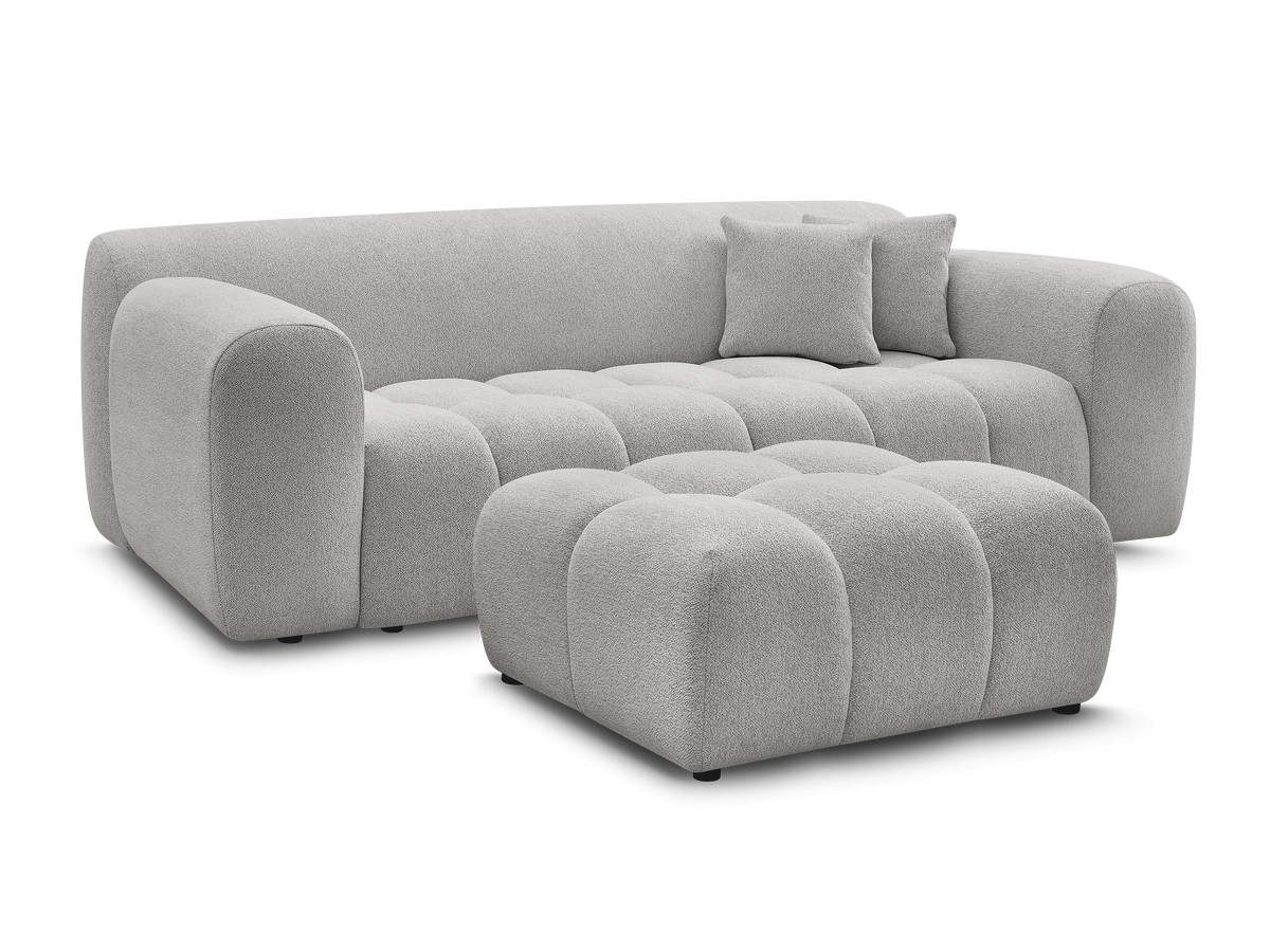 MELISSE 3-zits vaste rechte bank in gemêleerde stof met voetenbank