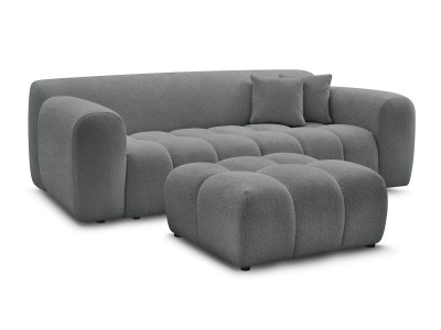 Canapé droit fixe 3 places MELISSE tissu chiné avec pouf