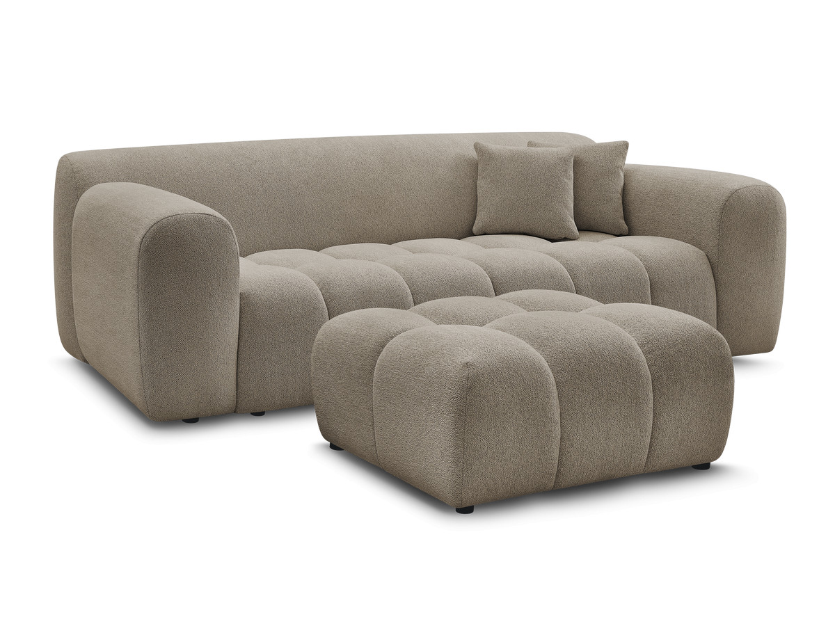 MELISSE 3-zits vaste rechte bank in gemêleerde stof met voetenbank