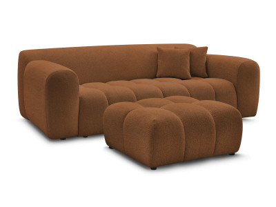 Canapé droit fixe 3 places MELISSE tissu chiné avec pouf