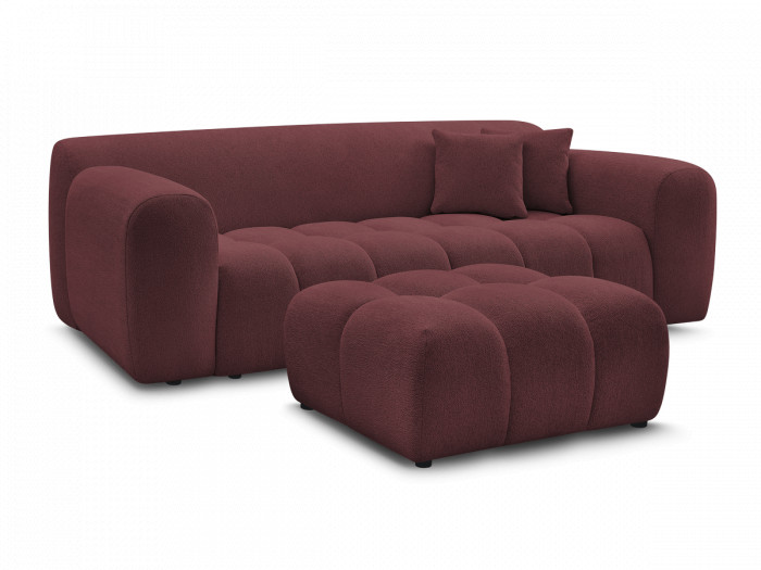 Canapé droit fixe 3 places MELISSE tissu chiné avec pouf