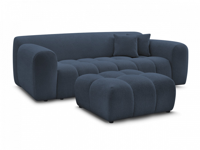 Canapé droit fixe 3 places MELISSE tissu chiné avec pouf