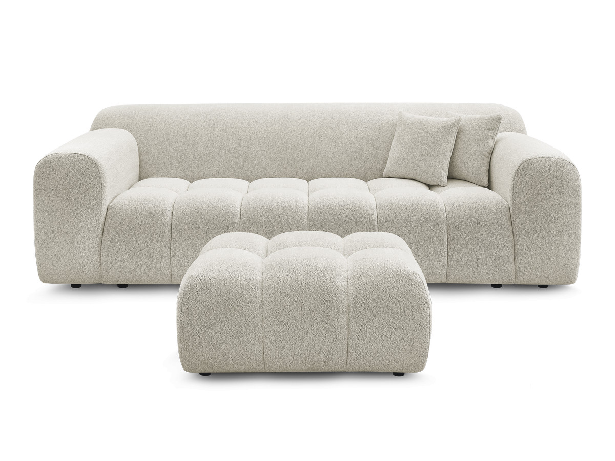 Canapé droit 3 places MELISSE chiné avec pouf blanc — vue 4