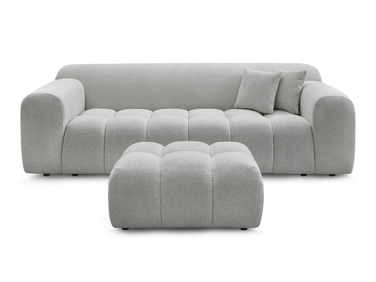 Canapé droit 3 places MELISSE chiné avec pouf gris clair — vue 4