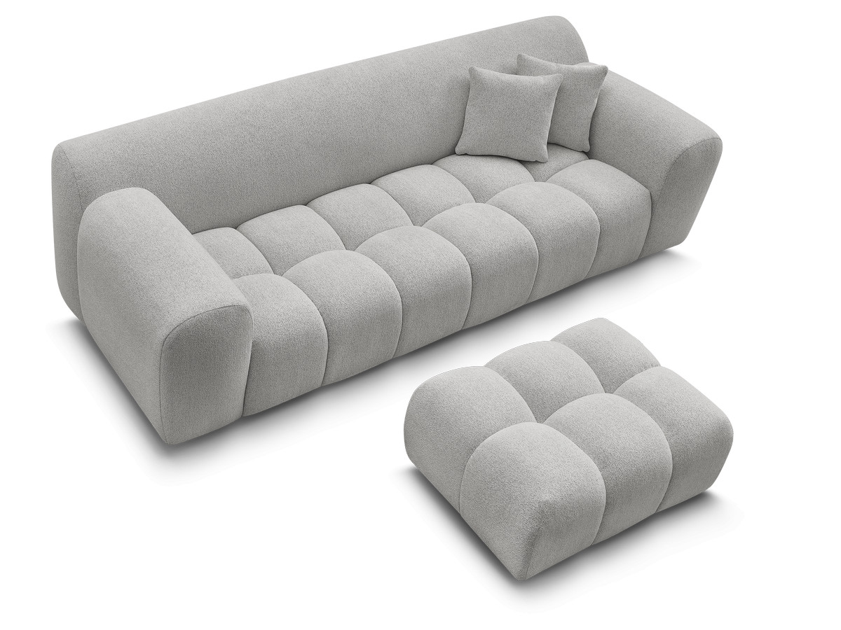 Canapé droit 3 places MELISSE chiné avec pouf gris clair — vue 5