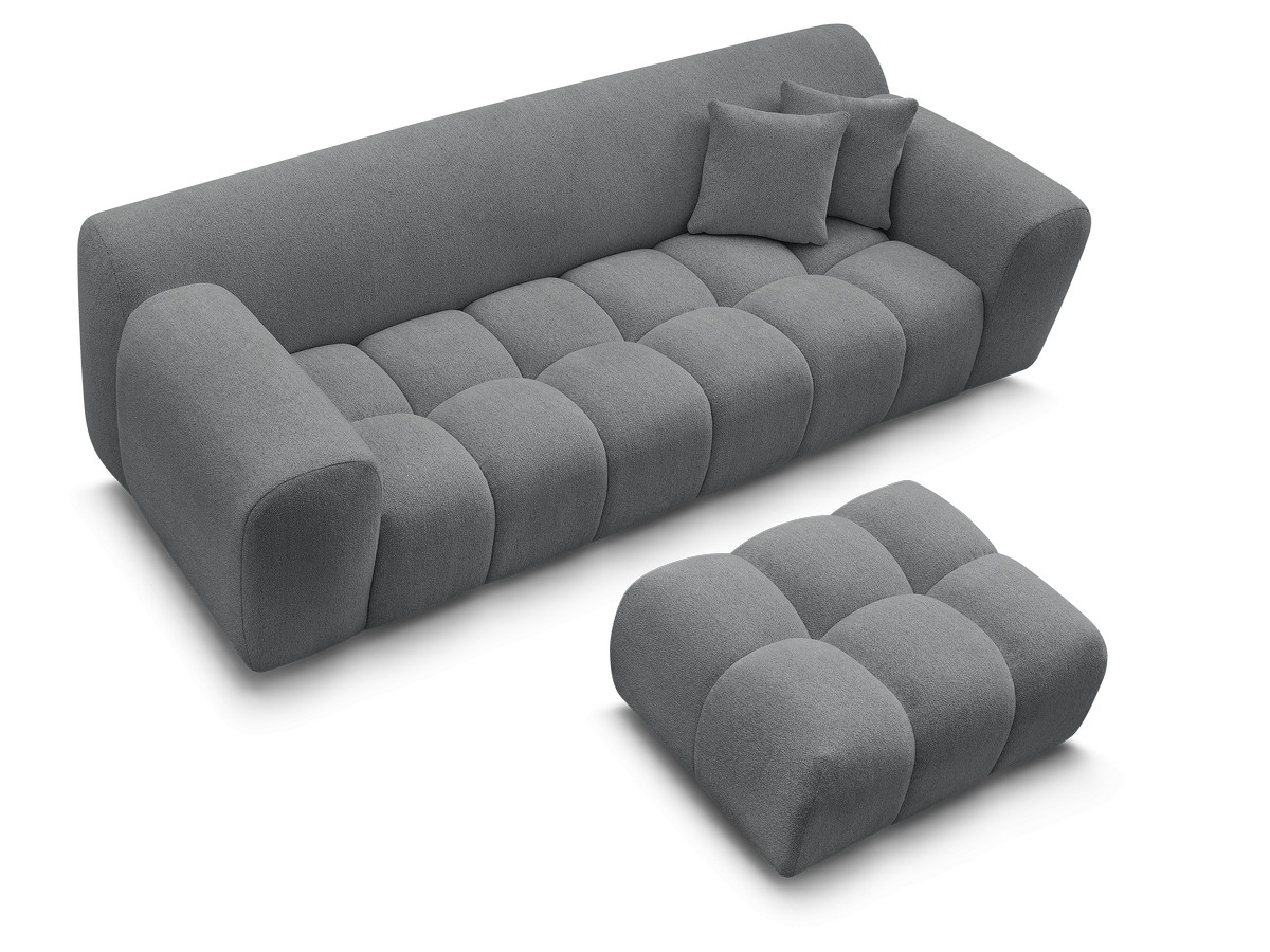 Canapé droit 3 places MELISSE chiné avec pouf gris foncé — vue 5