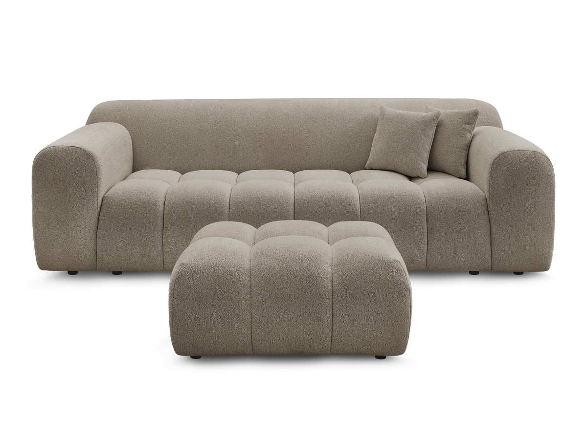 Canapé droit 3 places MELISSE chiné avec pouf taupe — vue 4
