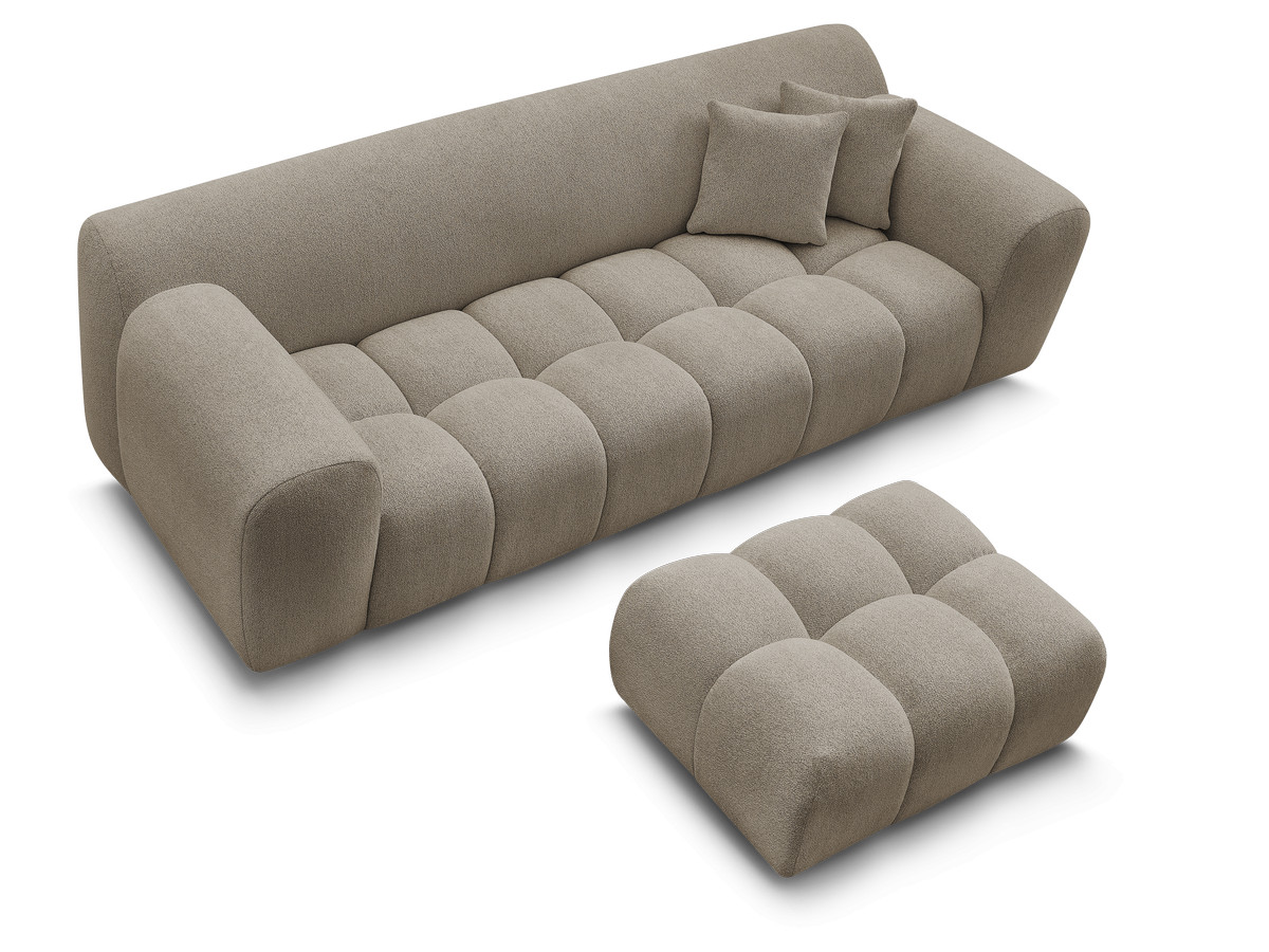 Canapé droit 3 places MELISSE chiné avec pouf taupe — vue 5