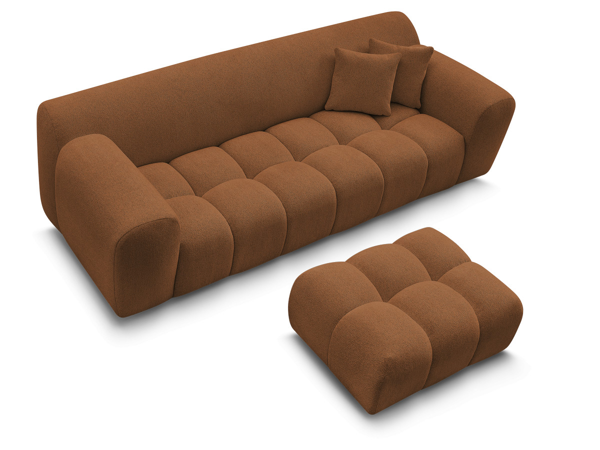 Canapé droit 3 places MELISSE chiné avec pouf orange — vue 5