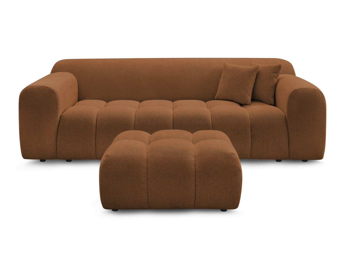 Canapé droit 3 places MELISSE chiné avec pouf orange — vue 4