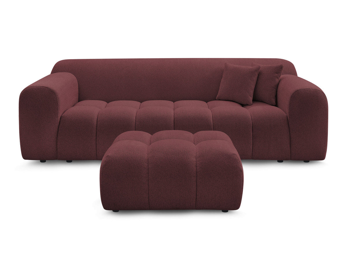 Canapé droit 3 places MELISSE chiné avec pouf rouge — vue 4