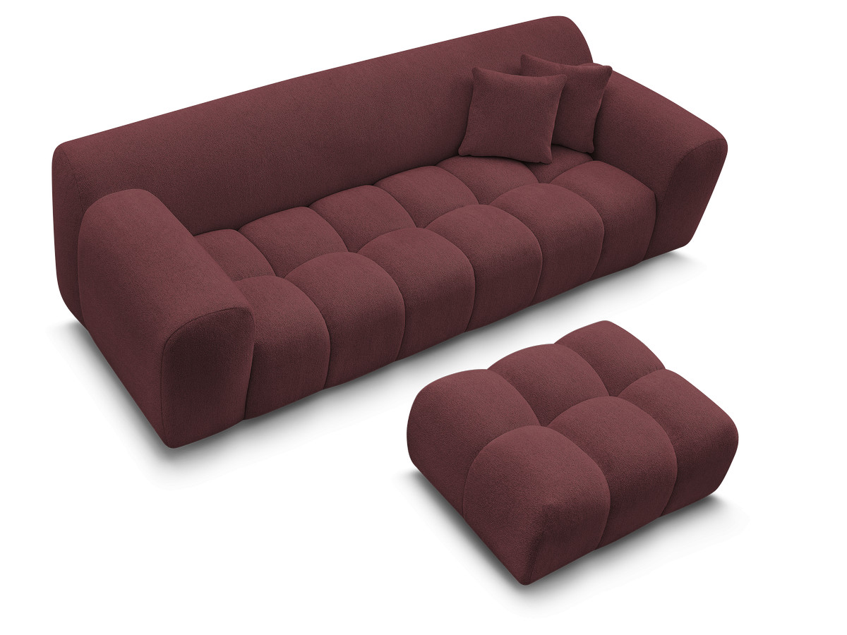 Canapé droit 3 places MELISSE chiné avec pouf rouge — vue 5