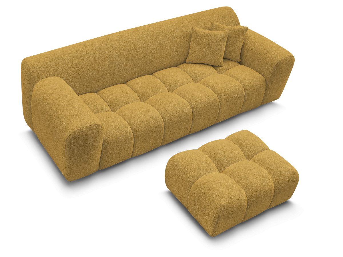 Canapé droit 3 places MELISSE chiné avec pouf jaune — vue 5