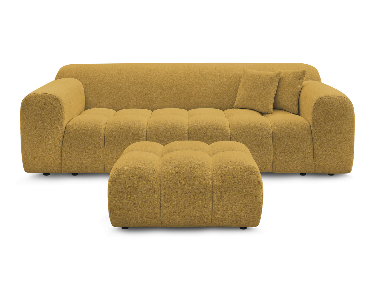 MELISSE 3-zits vaste rechte bank in gemêleerde stof met voetenbank