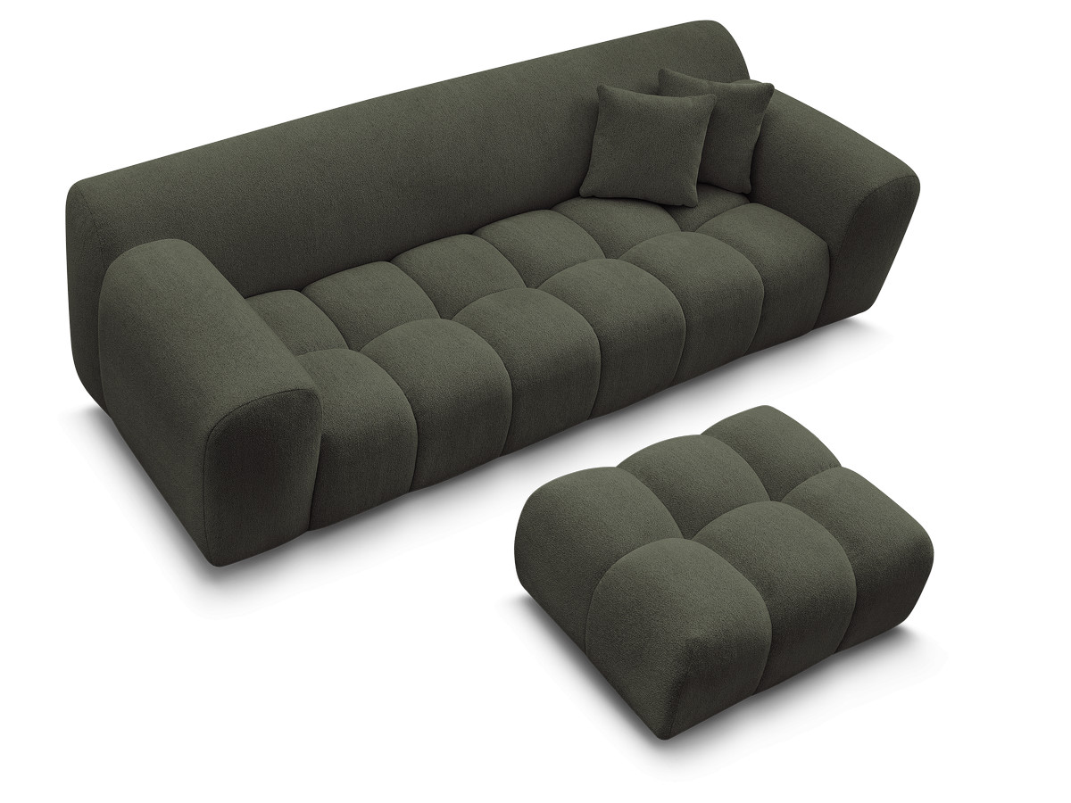 Canapé droit 3 places MELISSE chiné avec pouf vert — vue 5