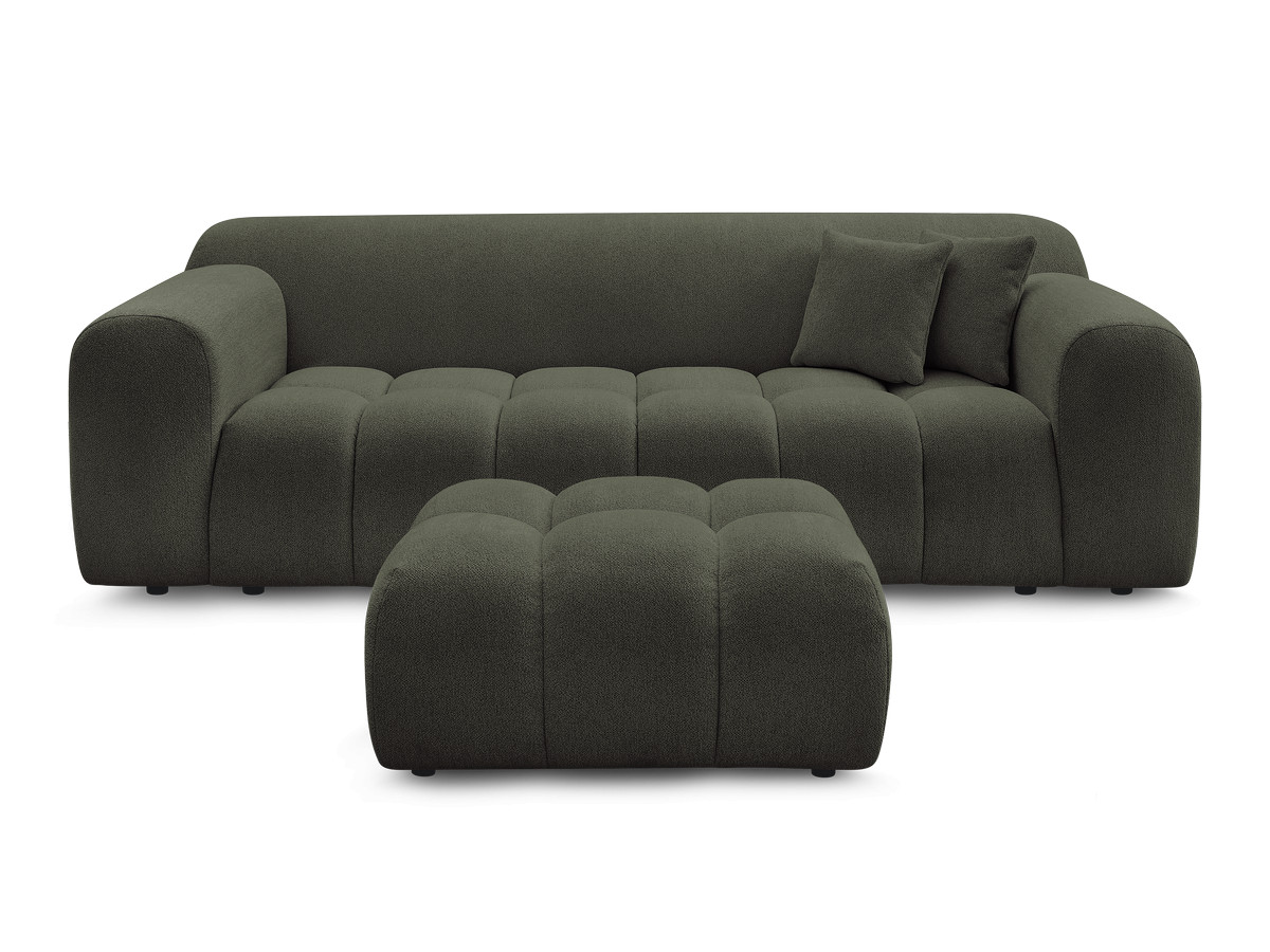 Canapé droit 3 places MELISSE chiné avec pouf vert — vue 4