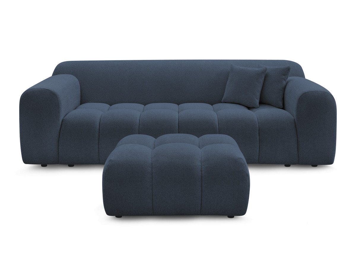 MELISSE 3-zits vaste rechte bank in gemêleerde stof met voetenbank