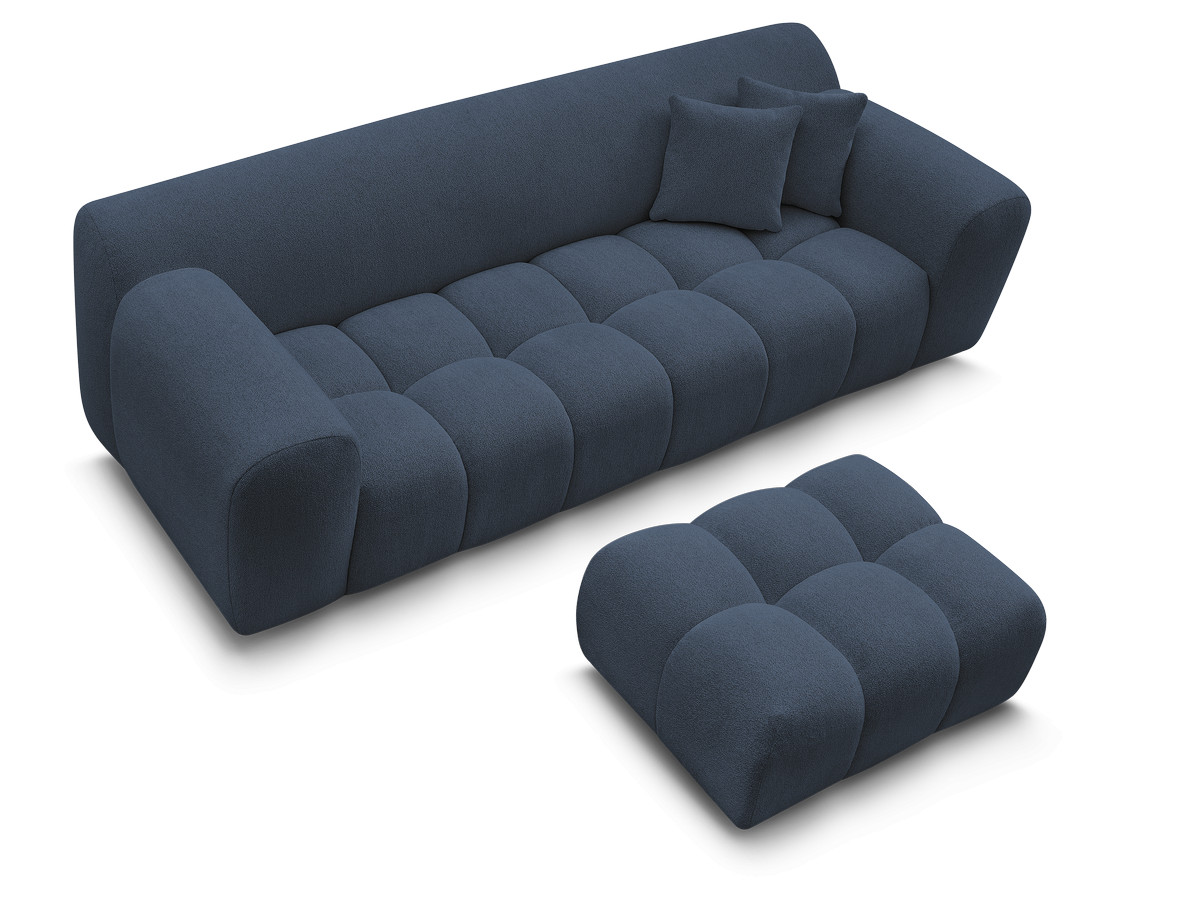 Canapé droit 3 places MELISSE chiné avec pouf bleu — vue 5