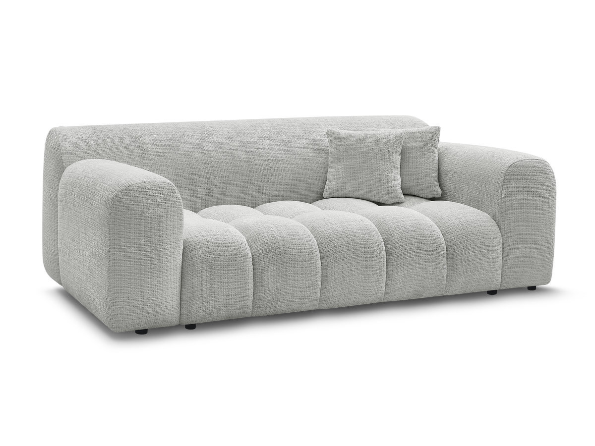 melisse 2-zits vaste rechte bank in structuurstof gekleurd lichtgrijs