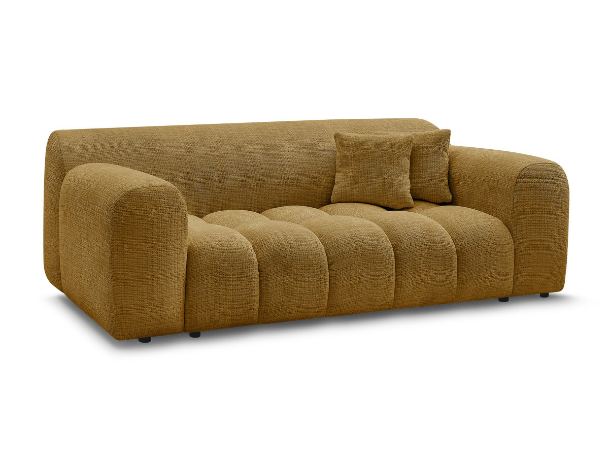 melisse 2-zits vaste rechte bank in structuurstof gekleurd geel