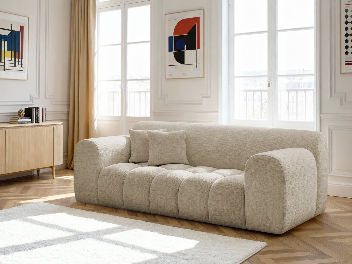 MELISSE 2-zits vaste rechte bank in structuurstof