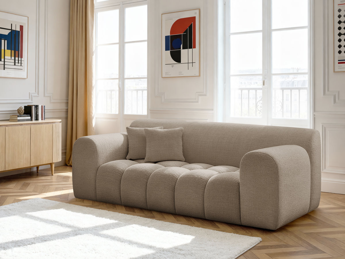 MELISSE 2-zits vaste rechte bank in structuurstof