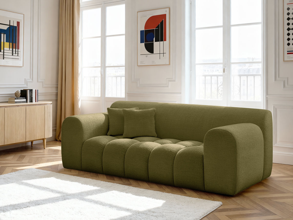 MELISSE 2-zits vaste rechte bank in structuurstof