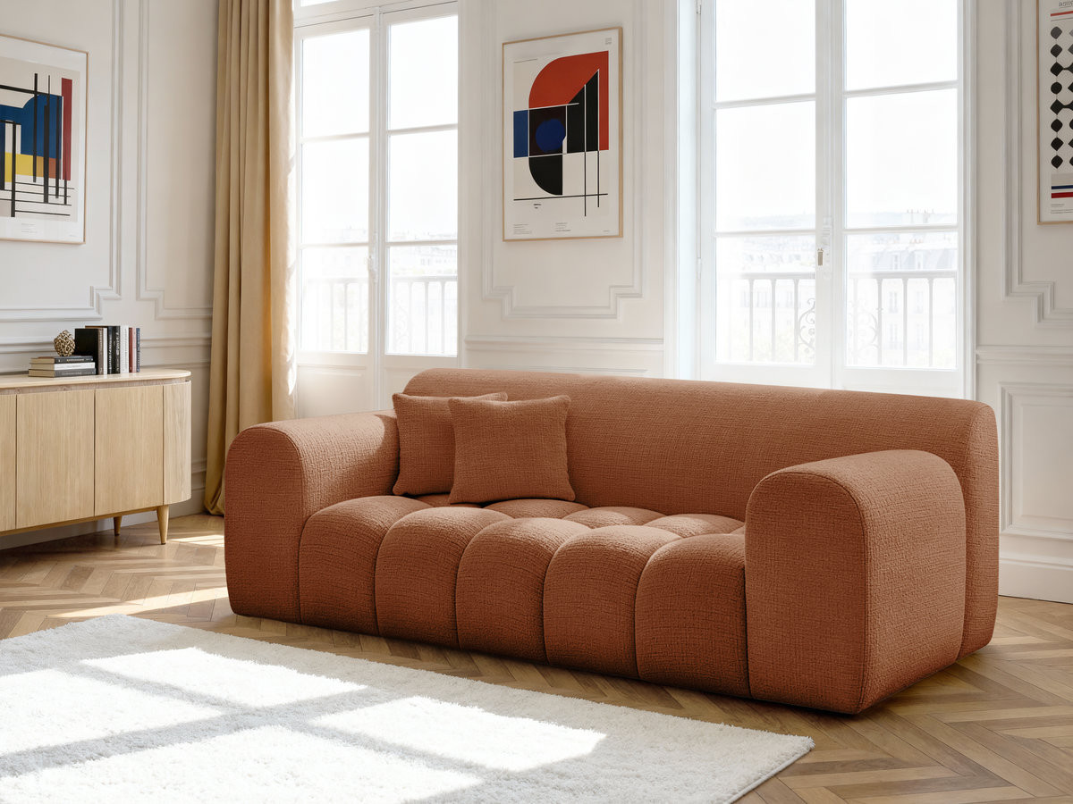 MELISSE 2-zits vaste rechte bank in structuurstof