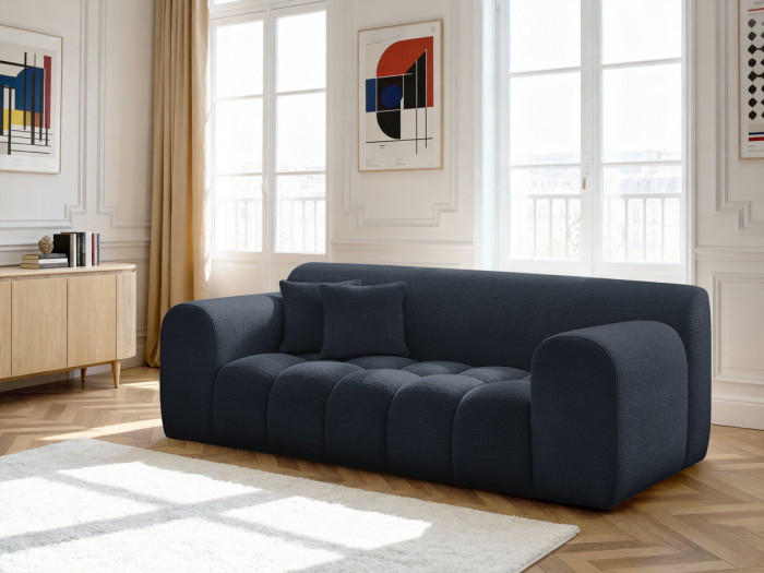 Canapé droit fixe 2 places MELISSE tissu texturé