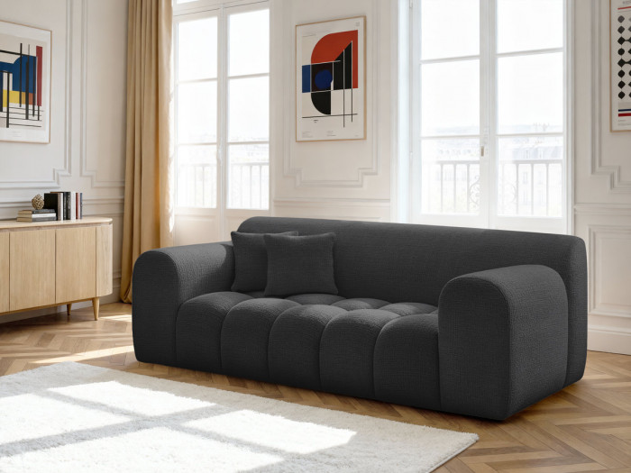 Canapé droit fixe 2 places MELISSE tissu texturé