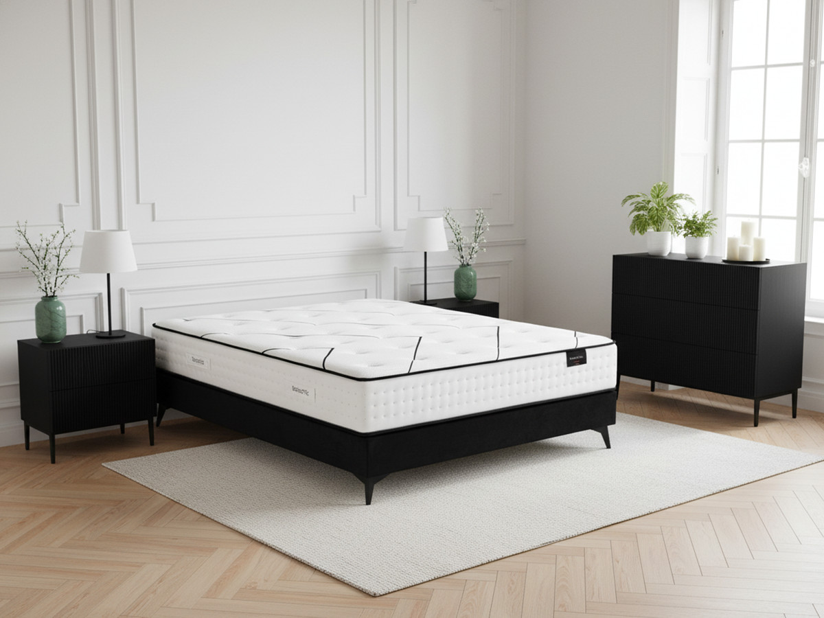 Ensemble matelas ressorts ensachés + sommier MON CRUSH