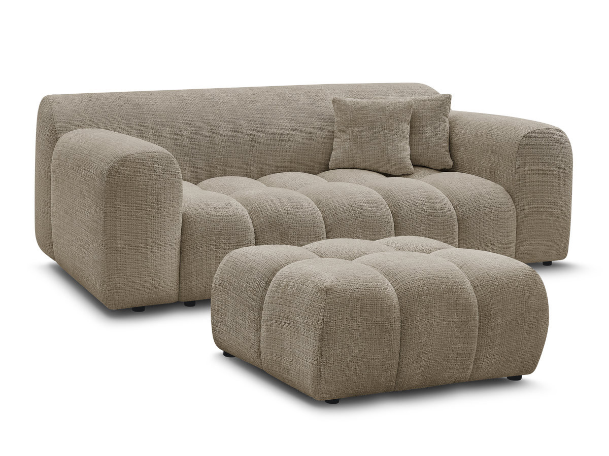 MELISSE 2-zits vaste rechte bank in structuurstof met voetenbank