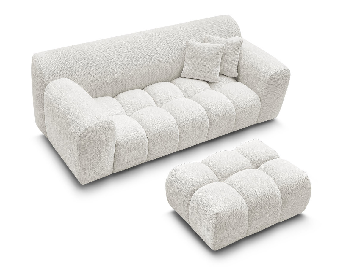 Canapé droit 2 places MELISSE texturé avec pouf blanc — vue 5