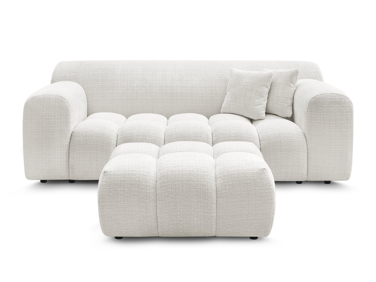 Canapé droit 2 places MELISSE texturé avec pouf blanc — vue 4