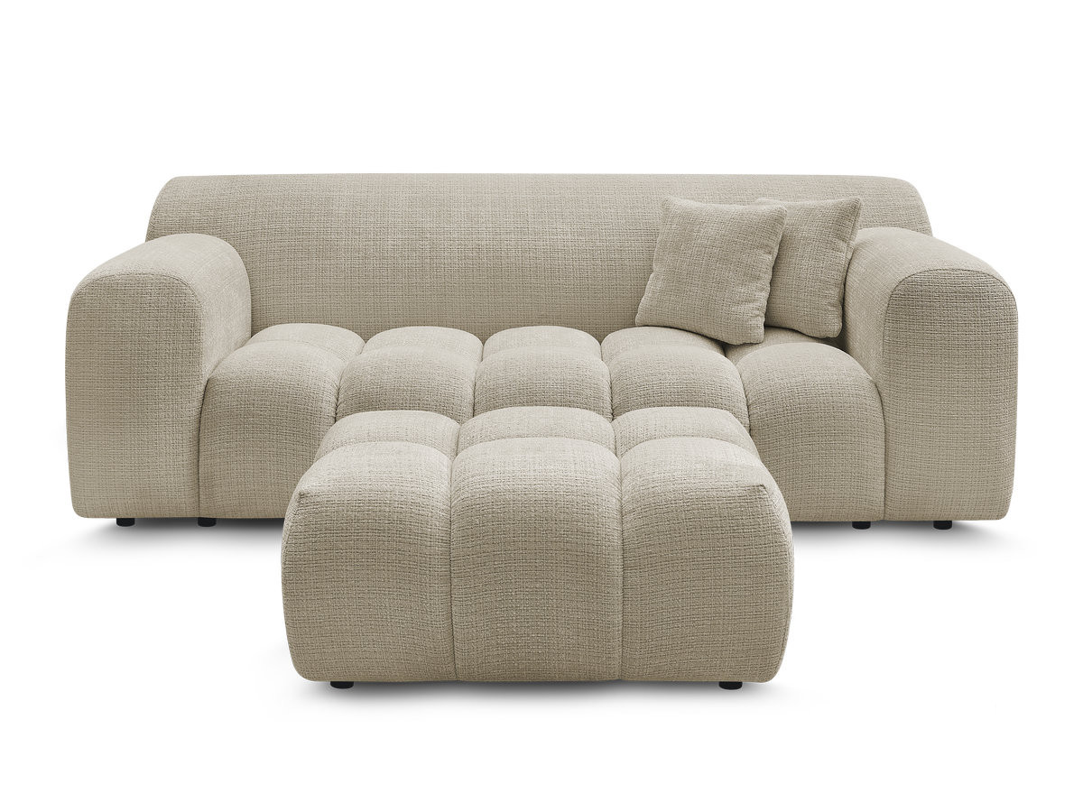 Canapé droit 2 places MELISSE texturé avec pouf beige — vue 4
