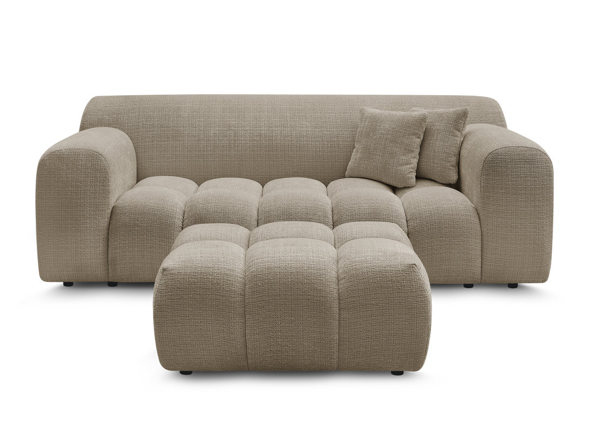 MELISSE 2-zits vaste rechte bank in structuurstof met voetenbank