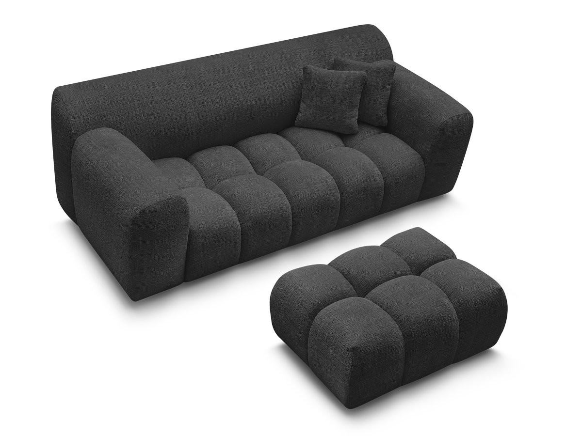 Canapé droit 2 places MELISSE texturé avec pouf noir — vue 5